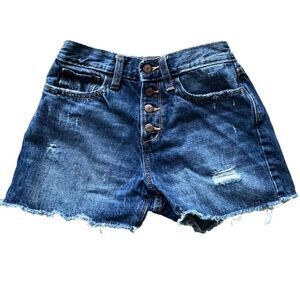 Short blue old navy front button extra hight waisted cut‎ off size 14